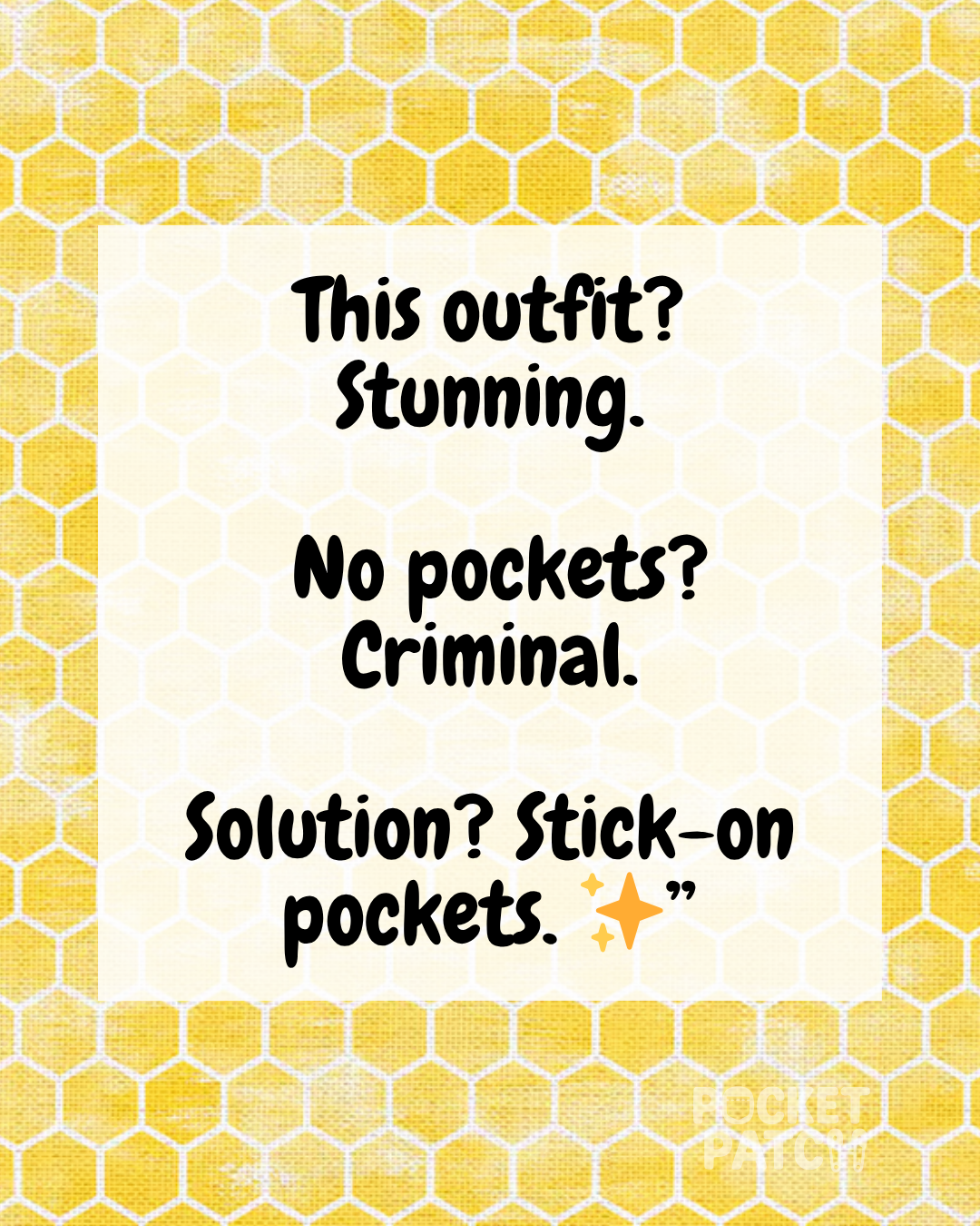 Stick On Pocket Patch - Bee Honeycomb
